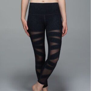 Lululemon Black High Rise High Times 7/8 Pant with Tech Mesh